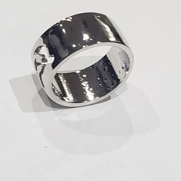 Elegant 925 Silver Filled Openwork Sickle Men & Women Ring Size 7 - Picture 7 of 8